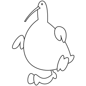 Kiwi bird walking black and white clipart