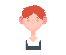 Sad redhead young boy portrait clipart