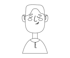 Calm guy avatar drawing black and white clipart