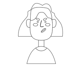Cartoon black woman avatar black and white clipart