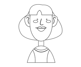 Cute girl with big lips black and white clipart