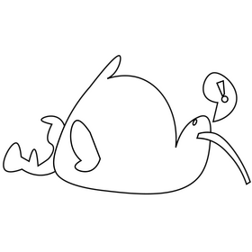 Kiwi bird surprised black and white clipart