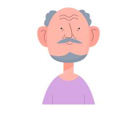 Cartoon old man with mustache clipart