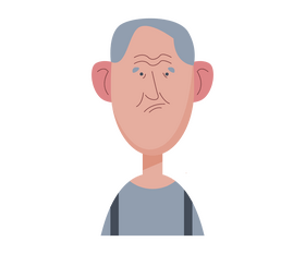 Sad old man drawing clipart