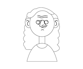 Disgruntled elderly woman drawing black and white clipart