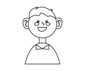 Cute boy smiling illustration black and white clipart
