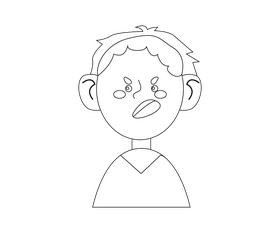 Aggressive cartoon kid black and white clipart