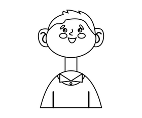Happy young boy free black and white clipart