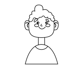 Young redhead girl portrait black and white clipart