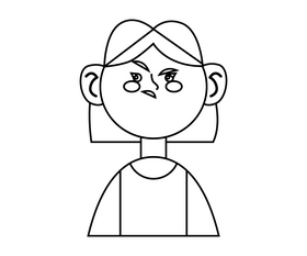 Free girl smiling avatar black and white clipart