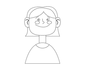 Young girl with short hair drawing black and white clipart