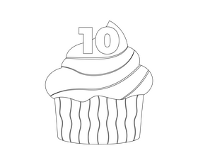 Birthday cupcake illustration black and white clipart
