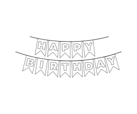 Happy birthday garland black and white clipart