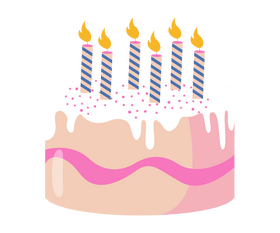 Cartoon birthday cake with candles clipart