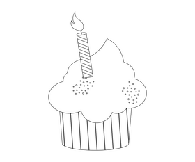Birthday cupcake black and white clipart