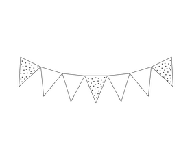 Birthday garland black and white clipart