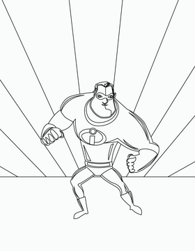 Mr Incredible cartoon black and white vector
