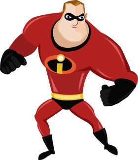 Mr Incredible cartoon black and white clipart