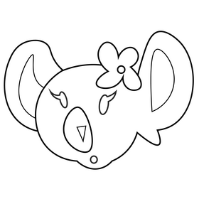 Cute koala with flower black and white clipart