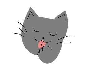 Cat washing face drawing clipart