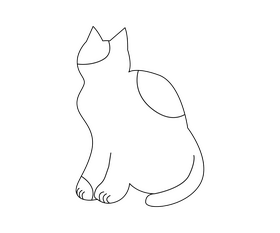 Cat looking back black and white clipart