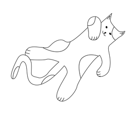 Cute cat black and white clipart