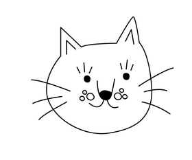 Cat portrait black and white clipart