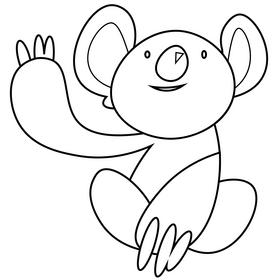 Cartoon koala greeting drawing black and white clipart