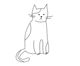 Scared cat illustration black and white clipart