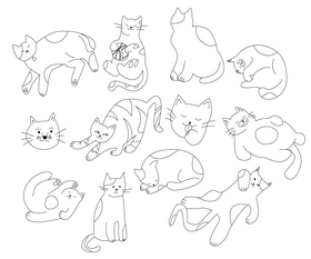 Cute cats black and white vector