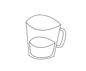 Glass cup of coffee black and white clipart