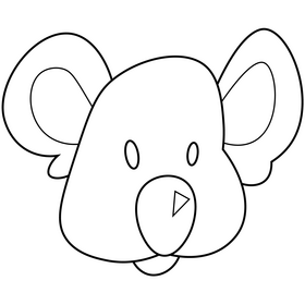 Koala head drawing black and white clipart