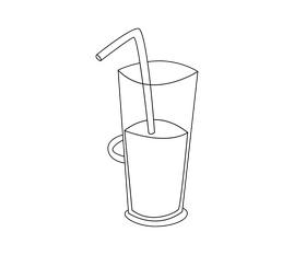 Coffee latte in a glass black and white clipart