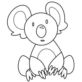 Adorable koala sitting black and white clipart