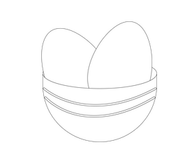 Boiled eggs, breakfast black and white clipart