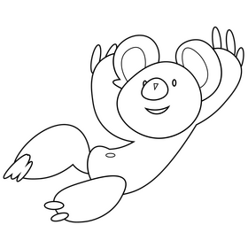 Cartoon koala black and white clipart