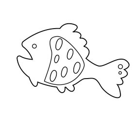 Angry fish cartoon black and white clipart