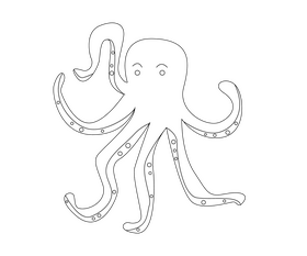 Octopus drawing black and white clipart