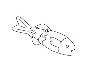 Cartoon fish black and white clipart