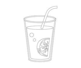 Glass of fresh lemonade black and white clipart