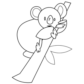 Koala on the tree black and white clipart