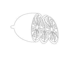 Chopped lemon black and white clipart