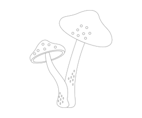 Mushroom black and white clipart