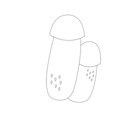 Cartoon mushrooms black and white clipart