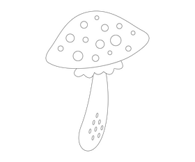 Red dotted mushroom, amanita muscaria black and white clipart