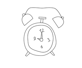 Alarm clock cartoon black and white clipart