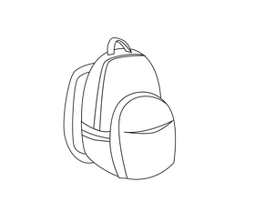 Backpack cartoon black and white clipart