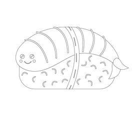 Sushi cartoon black and white clipart