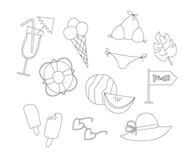 Summer black and white vector