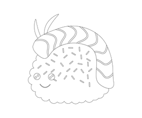 Free sushi black and white clipart